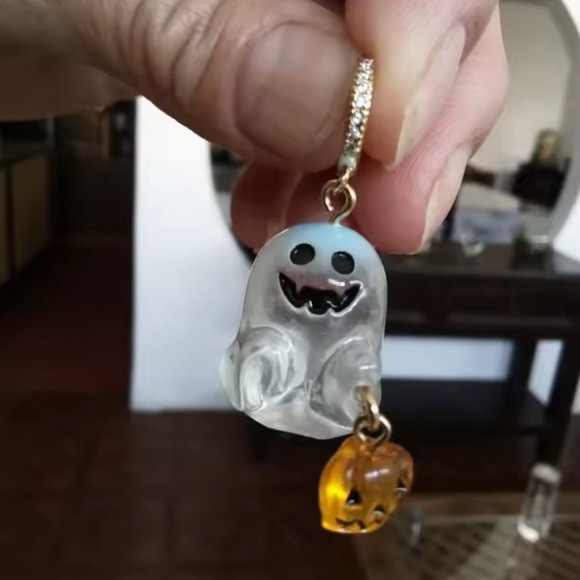 Halloween Ghost Pumpkin Trick or Treat Earrings - Picture 9 of 9